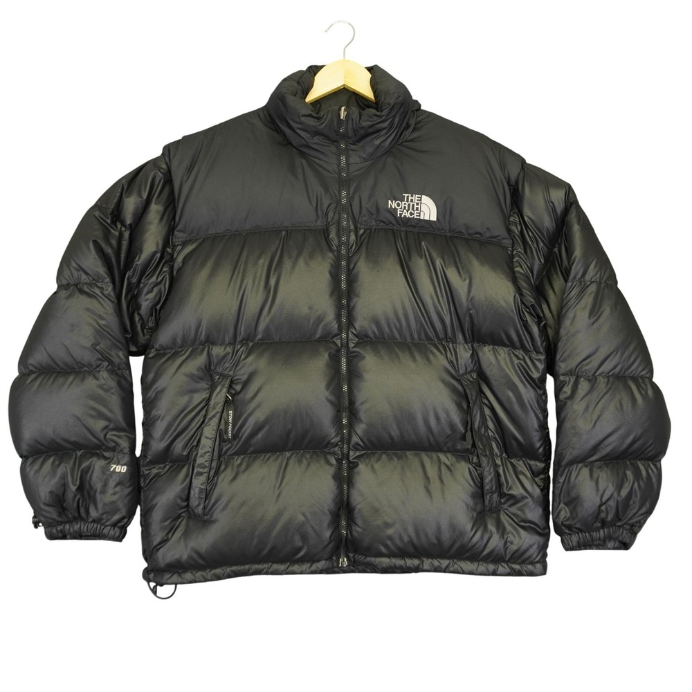 VTG The North Face Nuptse 700 Puffer Jacket Mens XL Black Down Insulated Ripstop